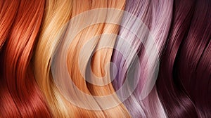 Hair Colors Palette. Close-up, top view of colorful professional dyes in hair salon.