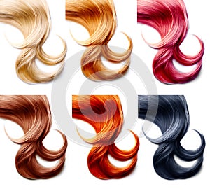 Hair Colors Set isolated on white