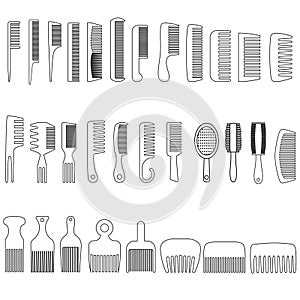 Hair comb icon vector set. Hairstyle illustration sign collection. Barber shop symbol. Hairdresser logo.