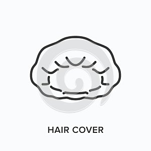 Hair cover line icon. Vector outline illustration of hair net, head protection flat sign. Worker protective equipment