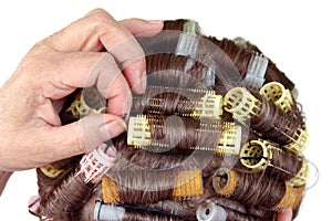 Hair curlers hairstyle