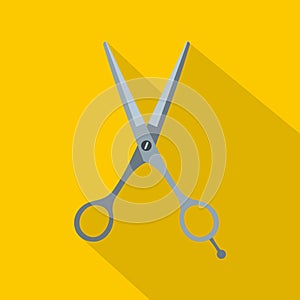 Hair cutting scissors icon, flat style