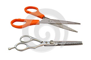 Hair cutting scissors, Isolated on a white background