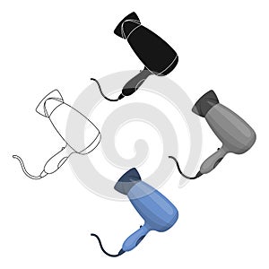 Hair dryer.Barbershop single icon in cartoon,black style vector symbol stock illustration web.