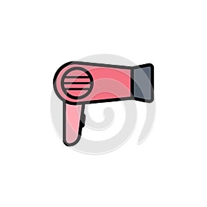 Hair dryer flat vector icon sign symbol