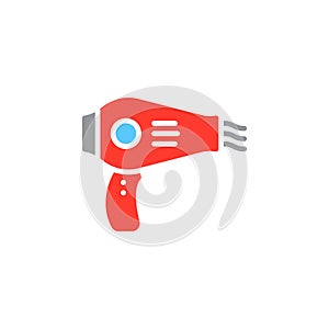 Hair dryer icon vector, filled flat sign, solid colorful pictogram isolated on white.