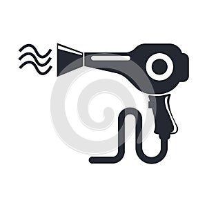 Hair dryer icon vector sign and symbol isolated on white background, Hair dryer logo concept