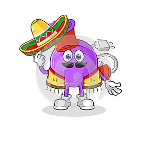 Hair dryer Mexican culture and flag. cartoon mascot vector