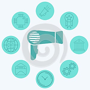 Hair dryer vector icon sign symbol