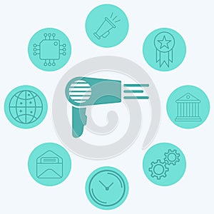 Hair dryer vector icon sign symbol