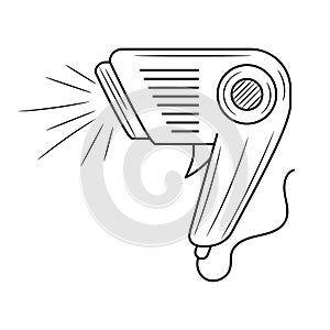 Hair dryer vector illustration with simple hand drawn style