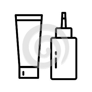 Hair dye bottle icon. Outline hair dye bottle vector icon for web design isolated on white background