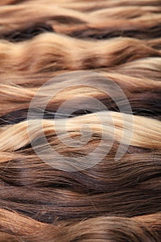 Hair extension equipment of natural hair. hair samples of differ