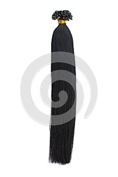 Hair extensions, dark black natural human hair. Used in beauty centers and saloons.