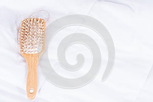 Hair fall problem, closeup comb with problem hair. Healthcare medical or daily life concept