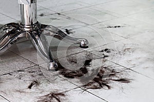 Hair on the floor in the barber shop, Barbers, Haircut clipping Hair Scrap, Pile of hair dirty