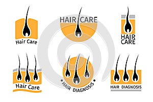 Hair follicle diagnostics logos set