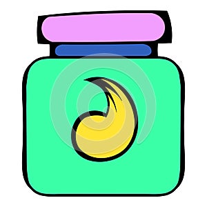 Hair gel in a plastic container icon, icon cartoon