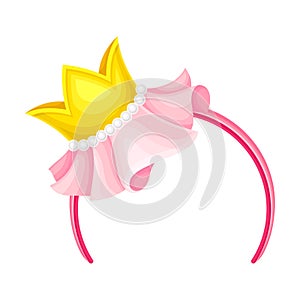 Hair Hoop or Headband with Crown as Carnival or Party Attribute Vector Illustration
