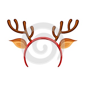 Hair Hoop or Headband with Deer Antlers as Carnival or Party Attribute Vector Illustration