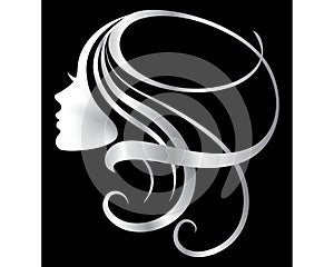 Hair logo icon silver women face