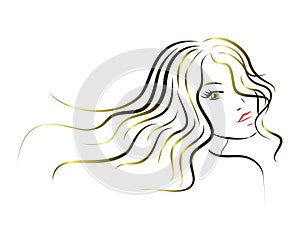 Hair logo icon women face with long hair