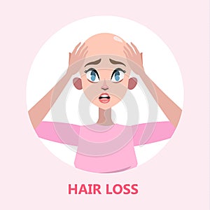 Hair loss problem. Stressed woman with alopecia