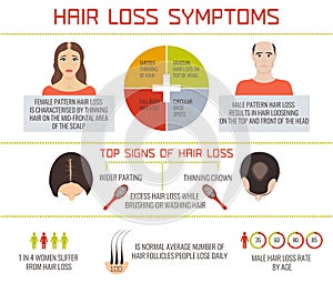 Haar verlust Symptome infografiken 