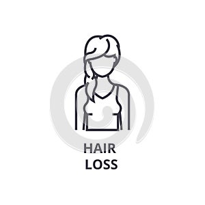Hair loss thin line icon, sign, symbol, illustation, linear concept, vector
