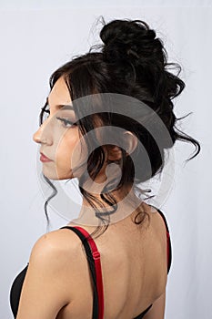 hair model hairstyle black style stylist hairstylist updo curly curls wedding makeup red lipstick alternative