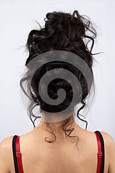 hair model hairstyle black style stylist hairstylist updo curly curls wedding makeup red lipstick alternative