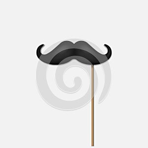 Hair mustaches on stick icon on white background. Vector illustration.