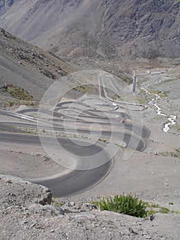 Hair pins at Cristo Redentor pass in Chile