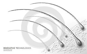 Hair protect care cosmetic technology 3D concept. Hair follicles structure repair shampoo salon treatment. Anatomy