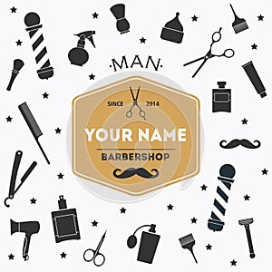Hair salon barber shop background with label