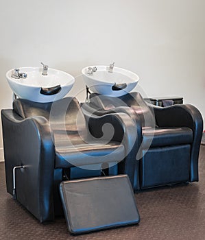 Hair Salon a row of hair washing sinks and chairs. Hair Wash Chairs Suppliers Basin Salon Shampoo Sink Hairdresser