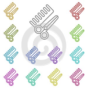 Hair salon, scissors, brushing multi color icon. Simple thin line, outline vector of beauty icons for ui and ux, website or mobile
