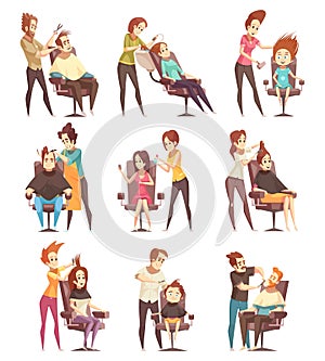 Hair Salon Treatments Cartoon Icons
