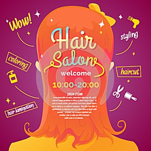 Hair salon. Vector illustration and poster