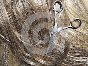 Hair scissors background brown, tool, wig, hairdressing