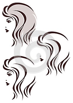 Hair stile icon, womans face