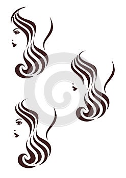 Hair stile icon, womans profile