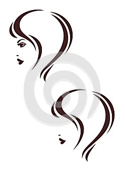 Hair stile icon, womans profile, haircut