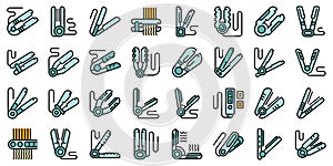 Hair straightener icons set vector flat