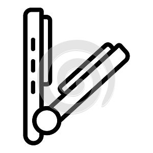 Hair straightening equipment icon outline vector. Hairdressing iron
