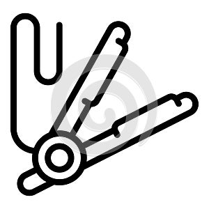 Hair straightening machine icon outline vector. Hairdo straight apparatus