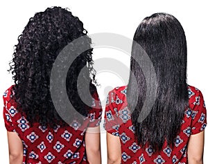 Hair before and after straightening photo