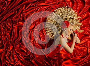 Hair Style, Woman Curly Hairstyle, Fashion Model Curl Hair, Red