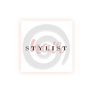 Hair stylist fashion logo. Lettering illustration.