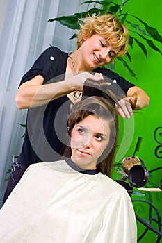 Hair stylist at work